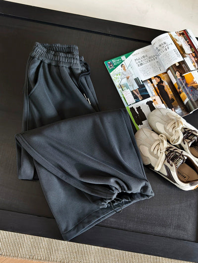 Women Autumn Casual Pure Color Fleece-lined Pants