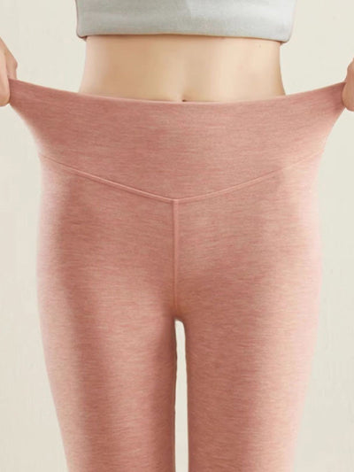 Women Autumn Warm Pure Color High Waist Leggings