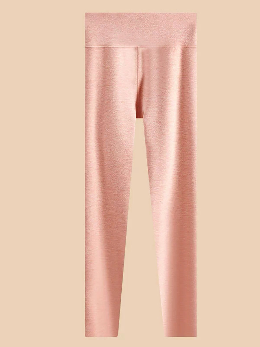 Women Autumn Warm Pure Color High Waist Leggings