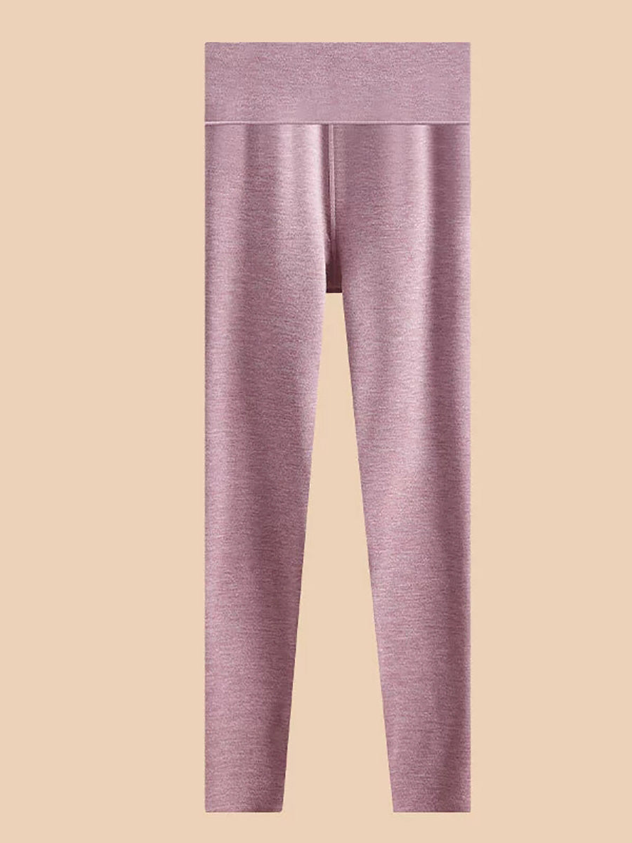 Women Autumn Warm Pure Color High Waist Leggings