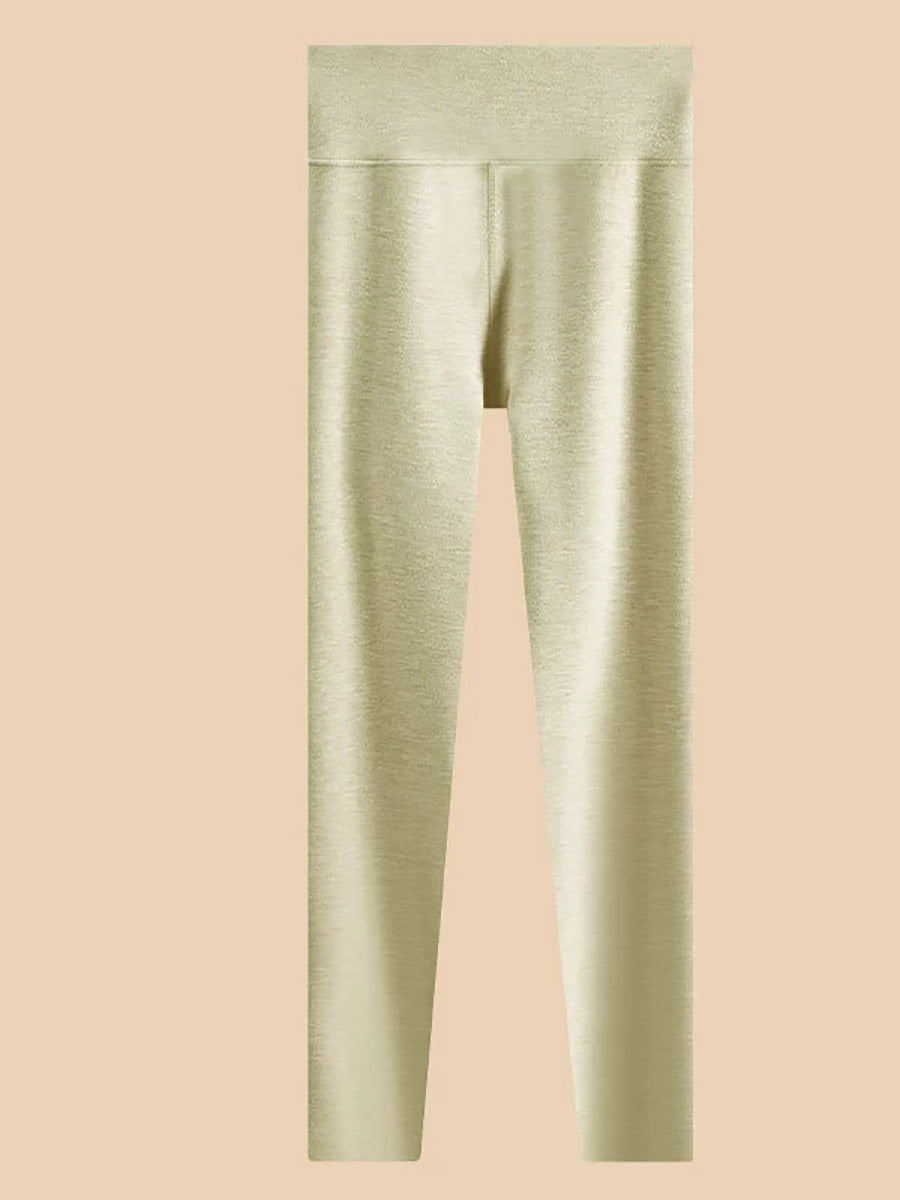 Women Autumn Warm Pure Color High Waist Leggings