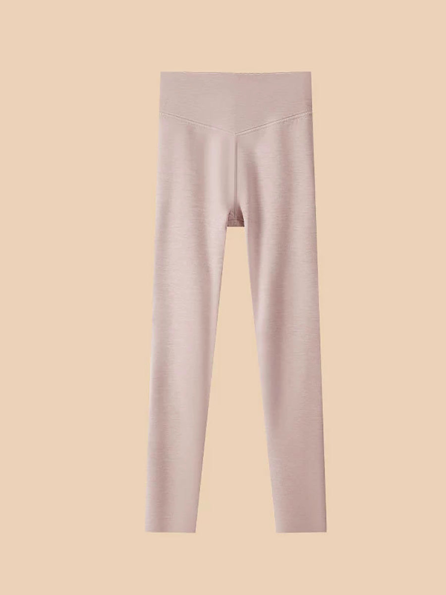 Women Autumn Warm Pure Color High Waist Leggings