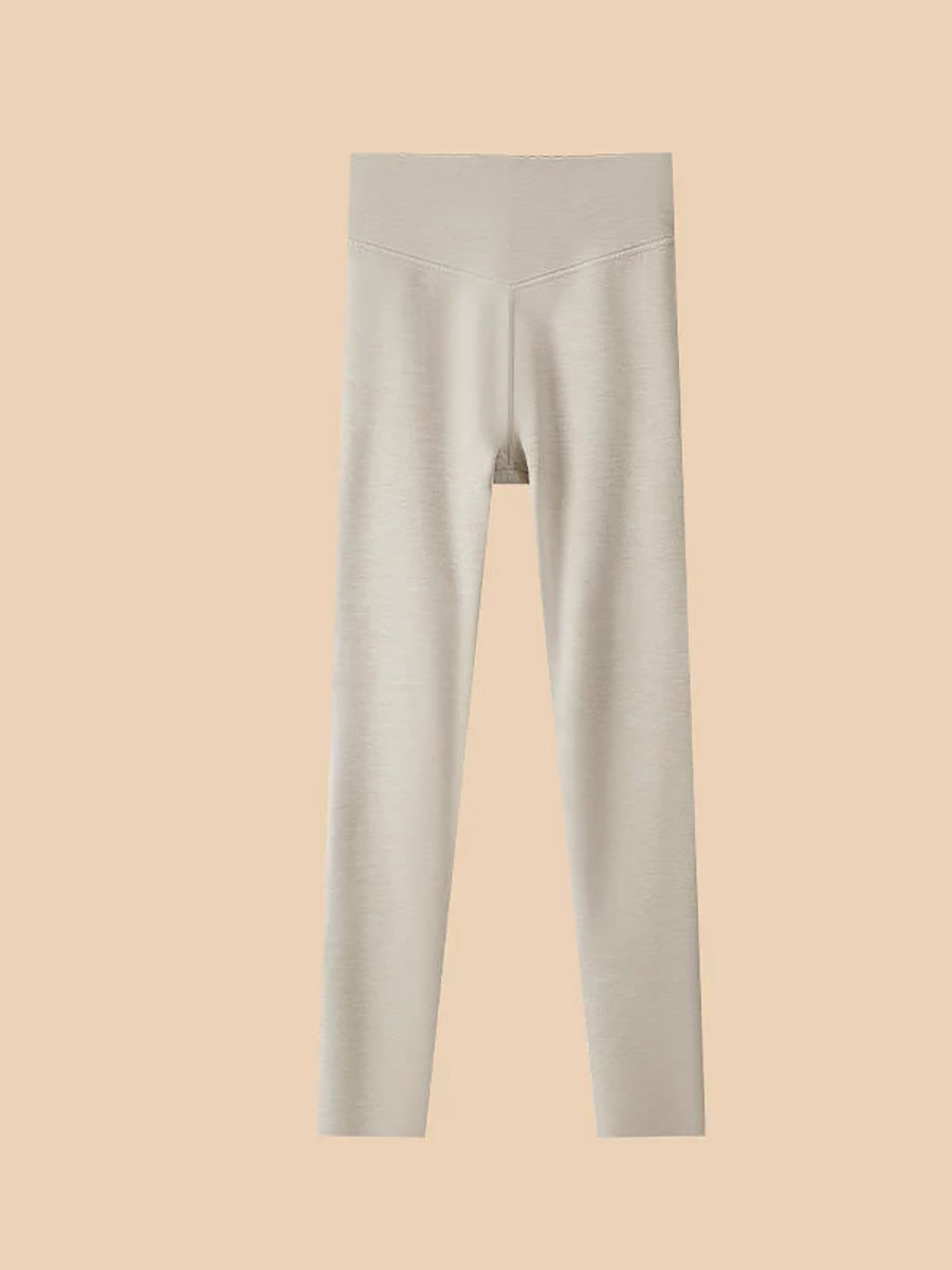 Women Autumn Warm Pure Color High Waist Leggings