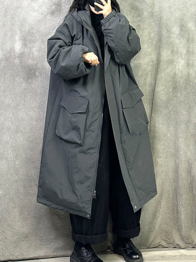 Women Winter Casual Pure Color Hooded Padded Coat