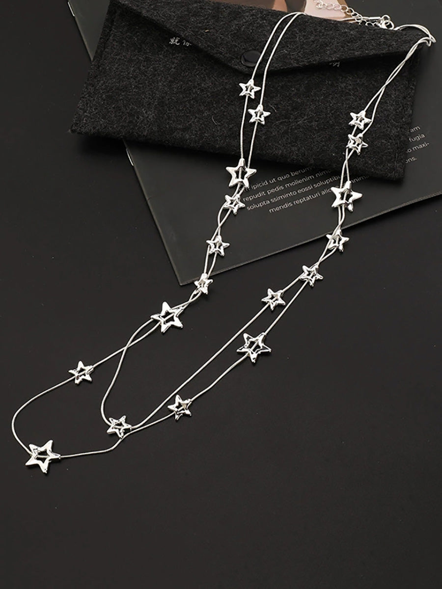 Women Fashion Star Alloy Dual-Layer Necklace