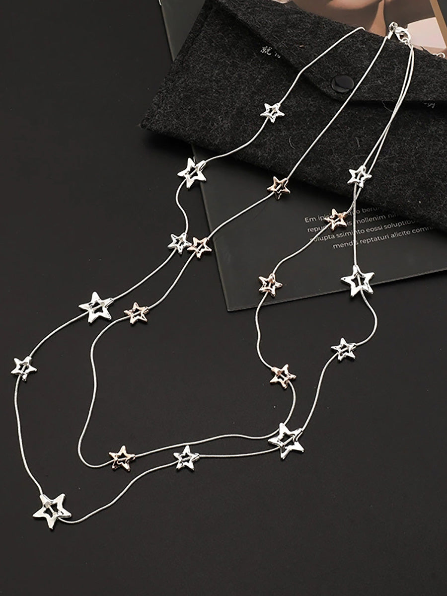 Women Fashion Star Alloy Dual-Layer Necklace