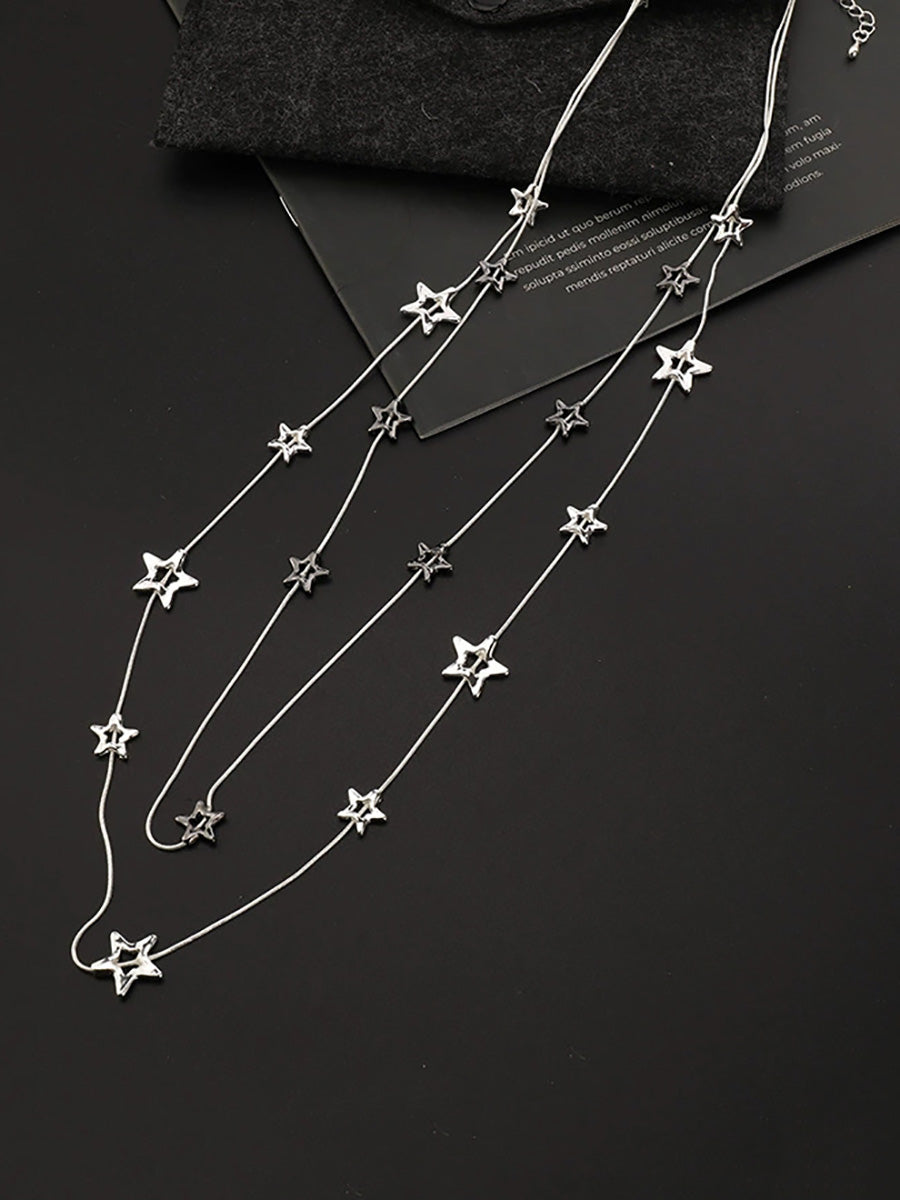 Women Fashion Star Alloy Dual-Layer Necklace