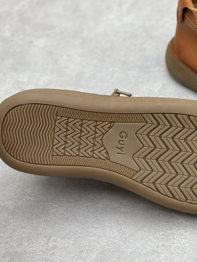 Women Vintage Genuine Leather Spliced Flat Ankle Boots