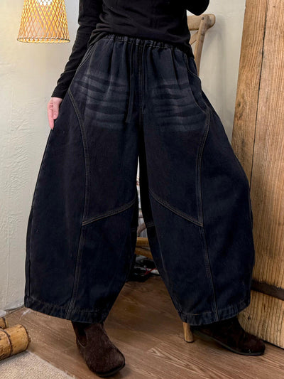 Women Autumn Retro Cotton Harem Fleece-lined Pants