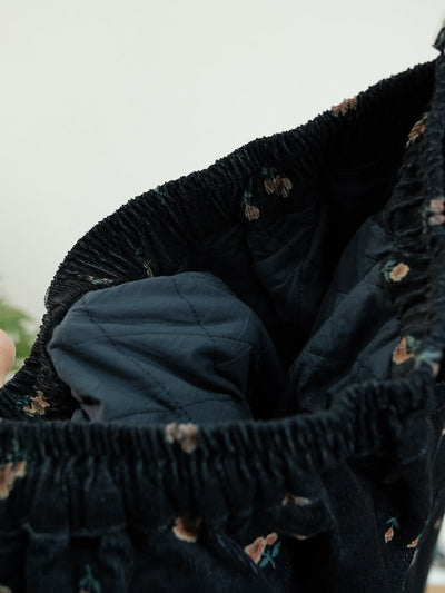 Women Winter Flower Cotton Padded Pants