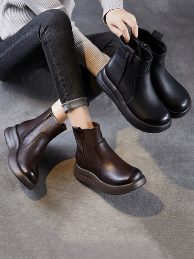 Women Winter Genuine Leather Platform Boots