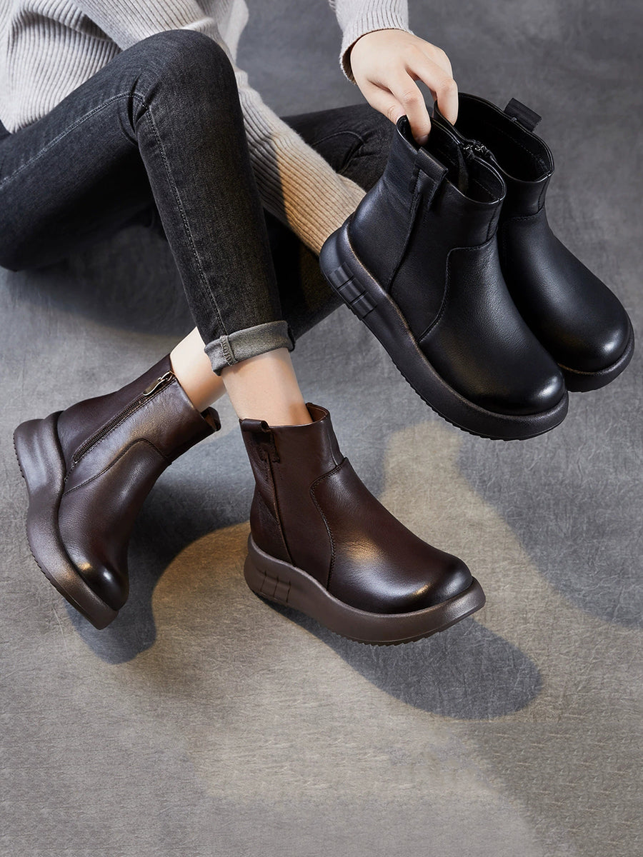 Women Winter Genuine Leather Platform Boots