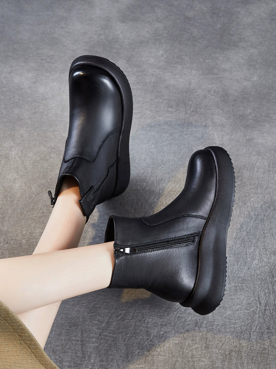 Women Winter Genuine Leather Platform Boots