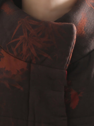 Women Winter Retro Spliced Stand Collar Padded Long Coat