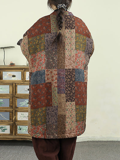 Women Ethnic Autumn Flower 100%Cotton Padded Coat