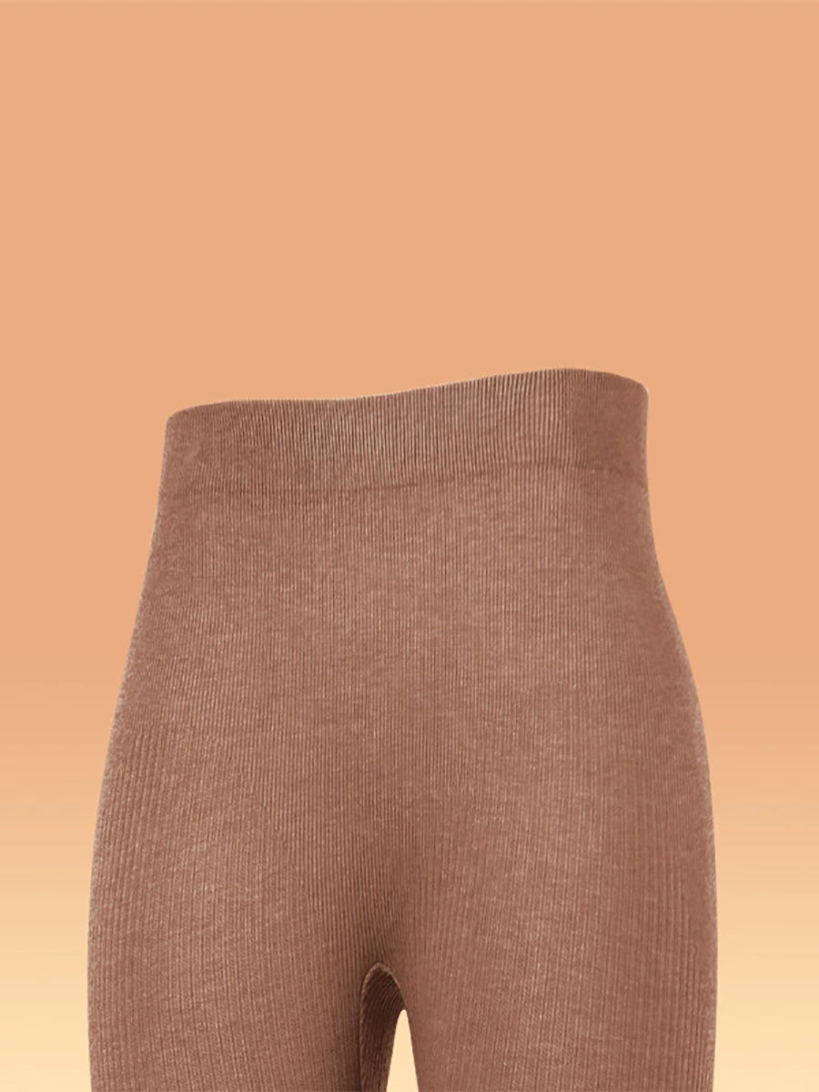 Women Autumn Warm Pure Color High Waist Leggings