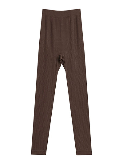 Women Autumn Warm Pure Color High Waist Leggings