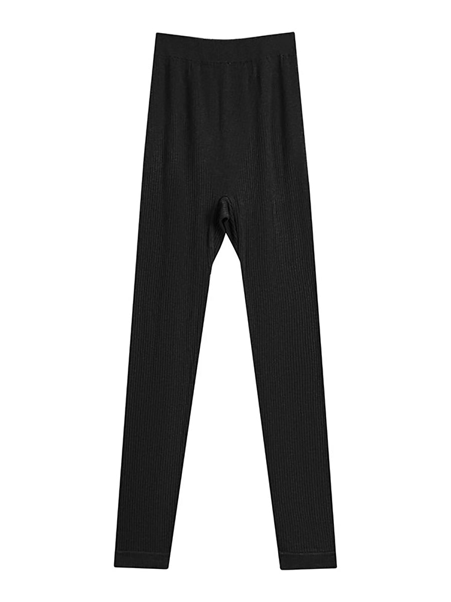 Women Autumn Warm Pure Color High Waist Leggings