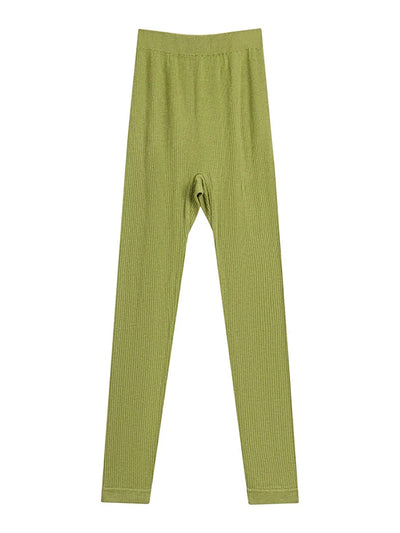 Women Autumn Warm Pure Color High Waist Leggings