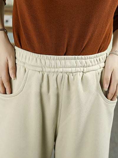 Women Winter Casual Fleece-lined Cotton Harem Pants