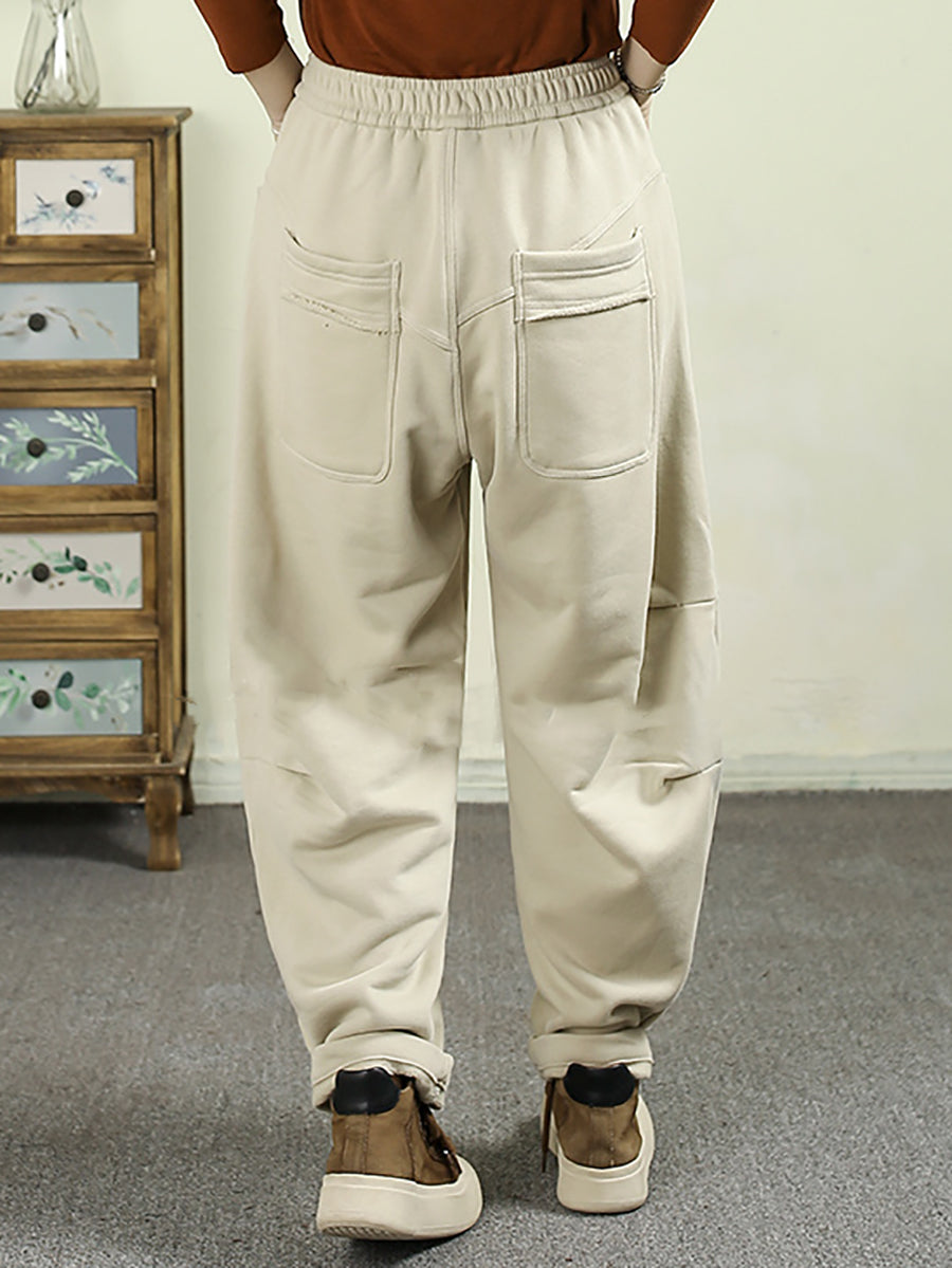 Women Winter Casual Fleece-lined Cotton Harem Pants