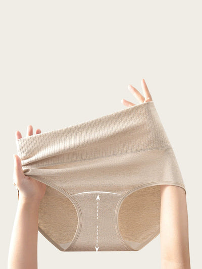 6 Pieces Women Winter Pure Color High Waist Underwear