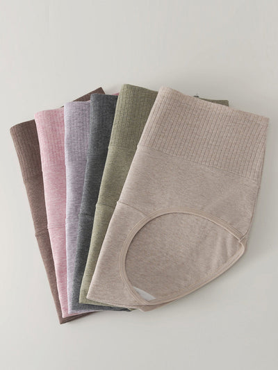 6 Pieces Women Winter Pure Color High Waist Underwear