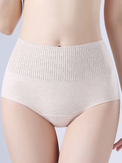 6 Pieces Women Winter Pure Color High Waist Underwear