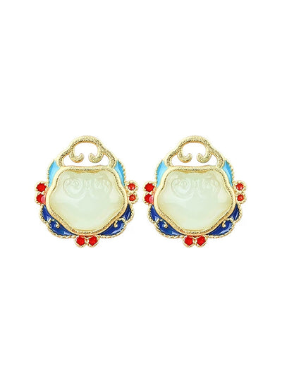 Women Vintage S925Silver Jade Earrings