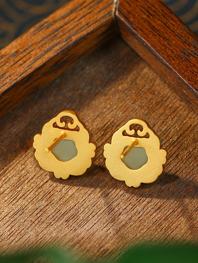 Women Vintage S925Silver Jade Earrings