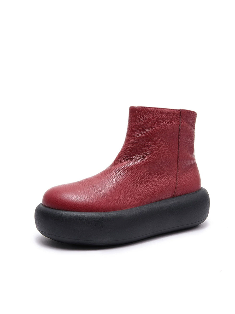 Women Winter Soft Genuine Leather Platform Ankle Boots