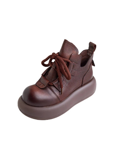 Women Winter Genuine Leather Platform Ankle Boots