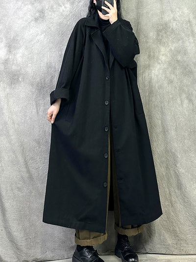 Women Winter Casual Pure Color Cotton Trench Coat