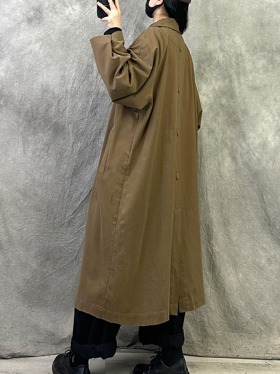 Women Winter Casual Pure Color Cotton Trench Coat