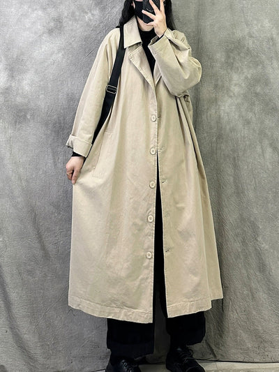 Women Winter Casual Pure Color Cotton Trench Coat