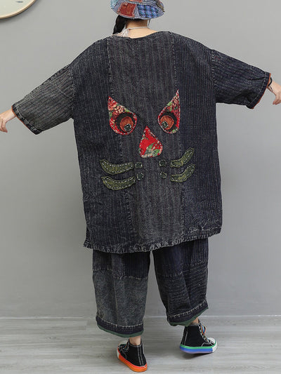 Women Autumn Retro Patchwork Cotton Suits