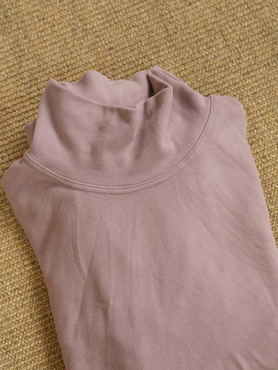 Women Autumn Retro Pure Color Turtleneck Blouse