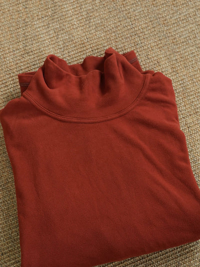 Women Autumn Retro Pure Color Turtleneck Blouse