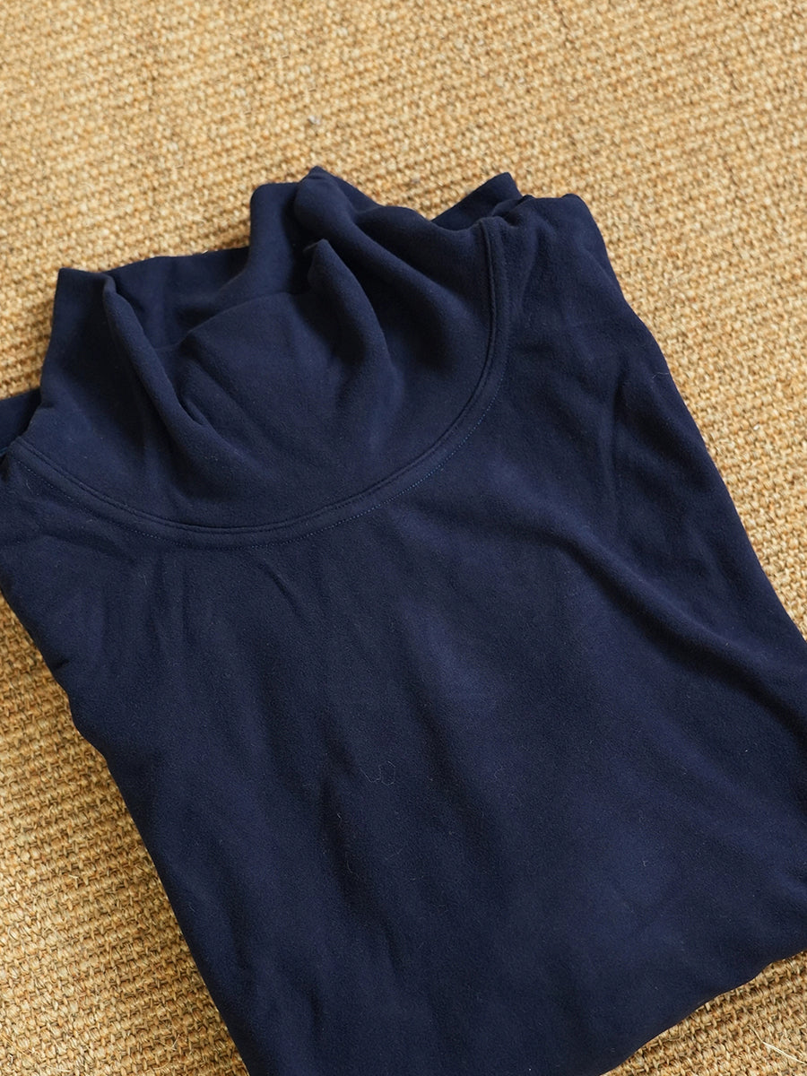 Women Autumn Retro Pure Color Turtleneck Blouse