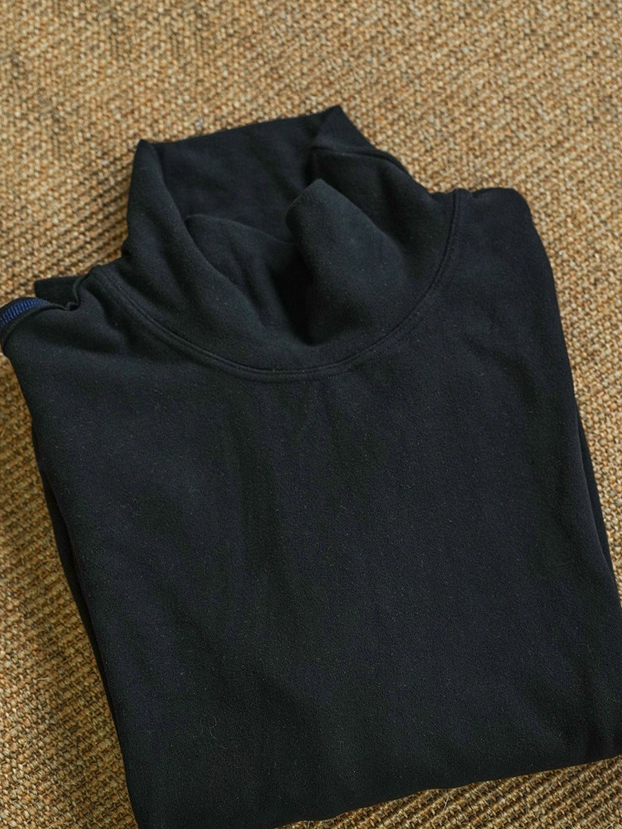 Women Autumn Retro Pure Color Turtleneck Blouse