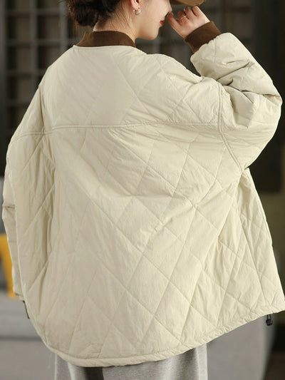 Women Winter Pure Color Stand Collar Padded Jacket