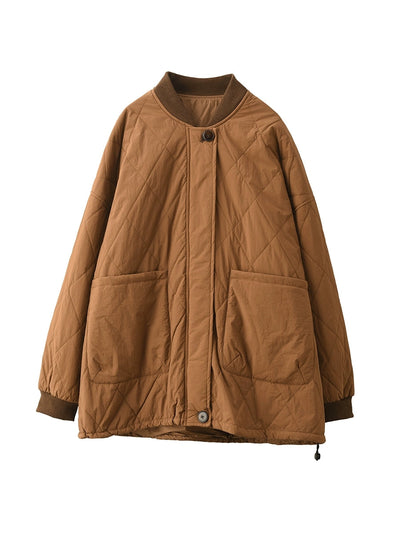 Women Winter Pure Color Stand Collar Padded Jacket