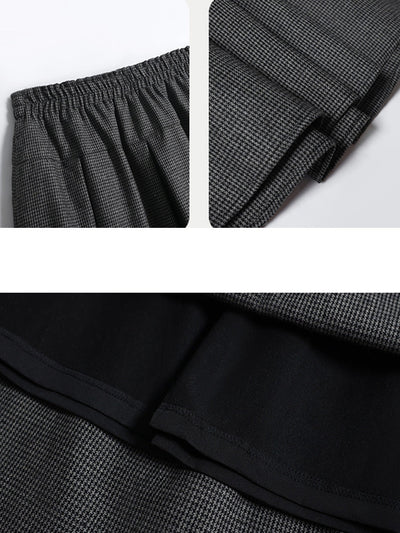 Women Autumn Vintage Lattice A-Shape 100%Cotton Skirt