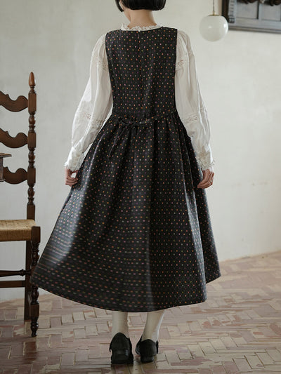 Women Autumn Artsy Colorful Dot O-Neck Vest Dress