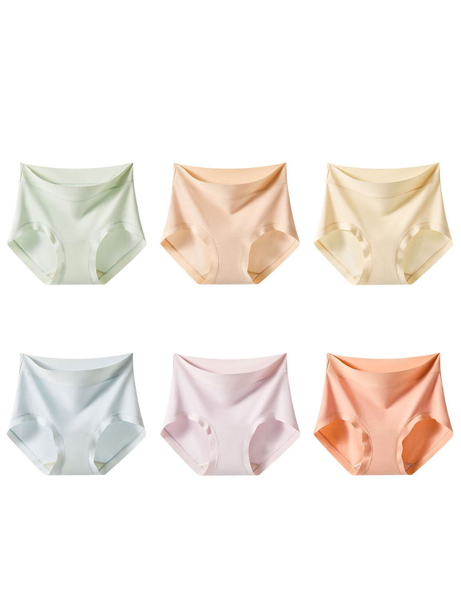 6 Pieces Women Winter Pure Color High Waist Underwear