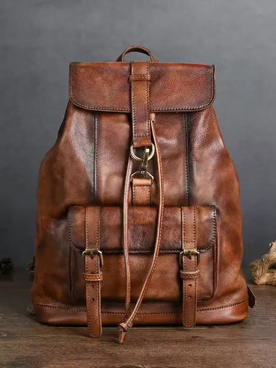 Vintage Genuine Leather Large Capacity Backpack