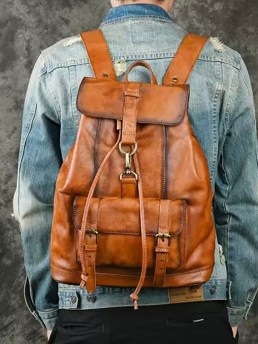 Vintage Genuine Leather Large Capacity Backpack