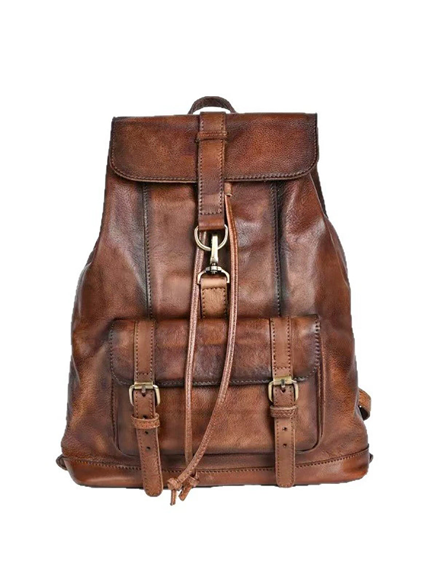 Vintage Genuine Leather Large Capacity Backpack