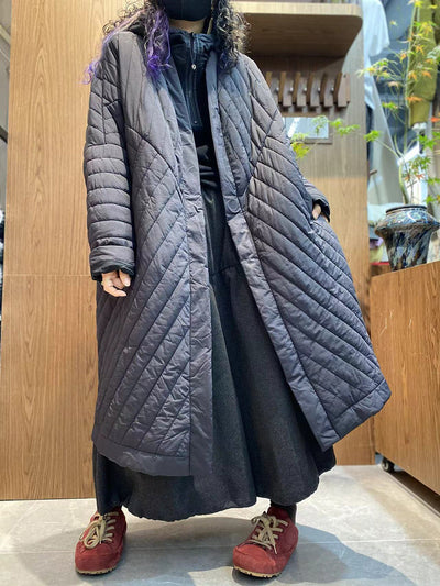 Women Winter Casual Pure Color V-Neck Padded Coat