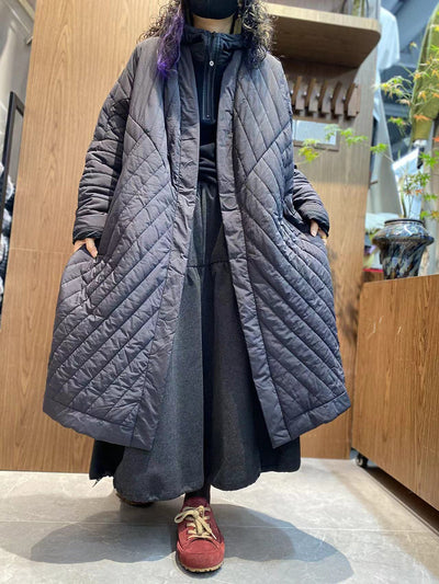 Women Winter Casual Pure Color V-Neck Padded Coat